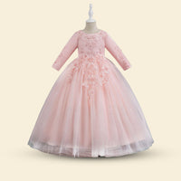 Girls Long Sleeve Embellished Fit & Flare Party Wear Dress Party Dresses Pink 6-7 Y 