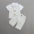 Boys Shirt with Striped Shorts & Waistcoat Set 3 pc. Sets White 1-2 Y 