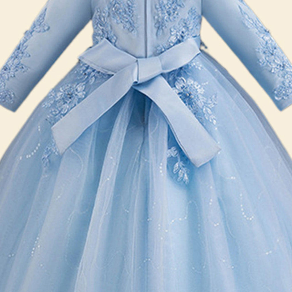 Girls Long Sleeve Embellished Fit & Flare Party Wear Dress Party Dresses   