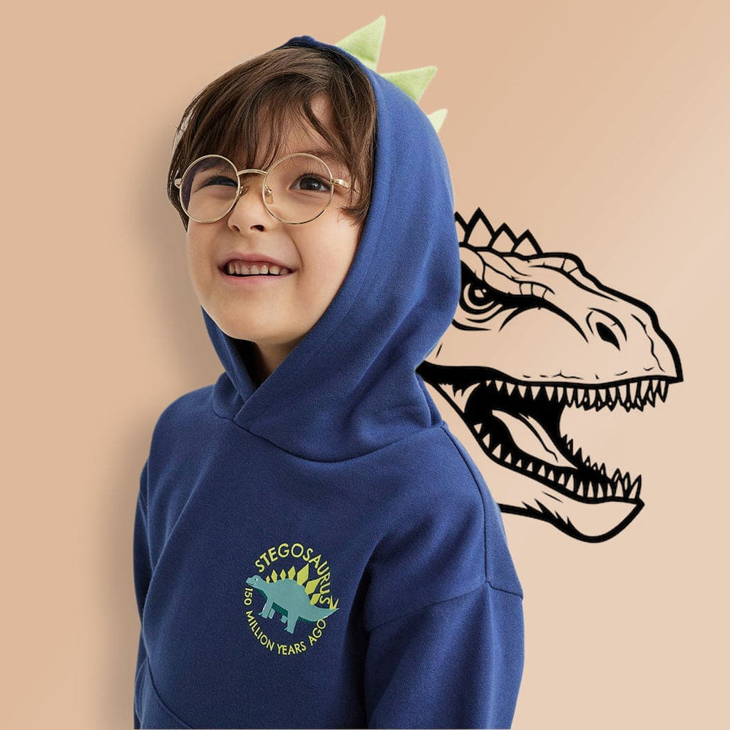 Boys Dinosaur Hooded Sweatshirt with Kangaroo Pocket