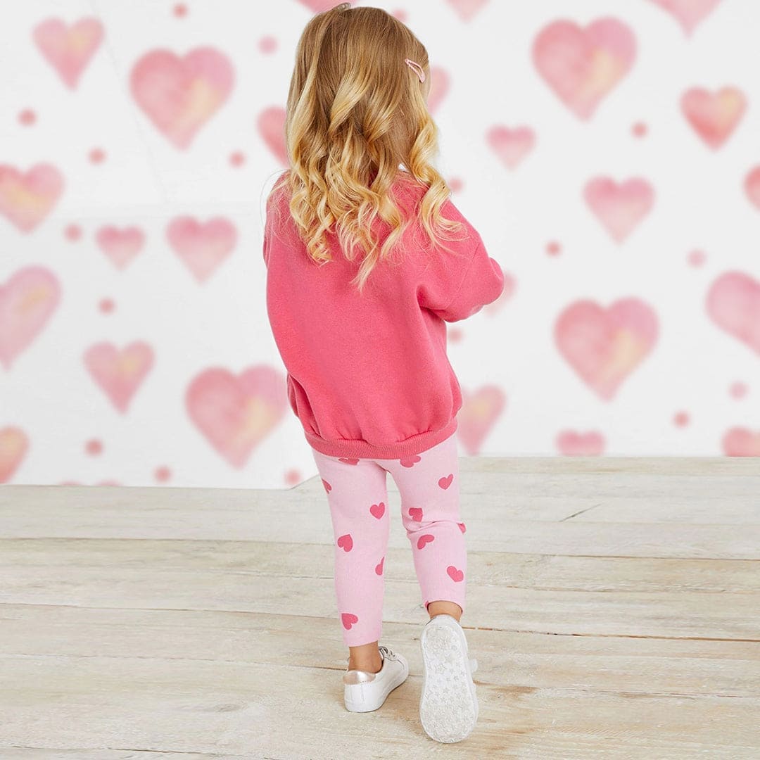 Girls Sweat Shirt with Heart Print Sweatshirts & Hoodies   
