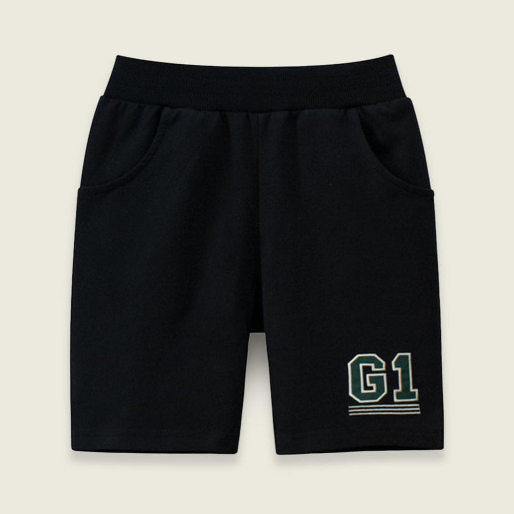 Boys Elasticated Bermuda with Print Bermudas Black 1-2 Y 