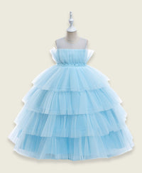 Girls Party Bouquet Gown Casual Dresses Blue 4-5 Y 