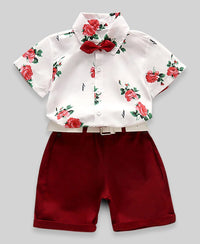 Boys Floral 2 Piece Set with Bow & Belt Sets   