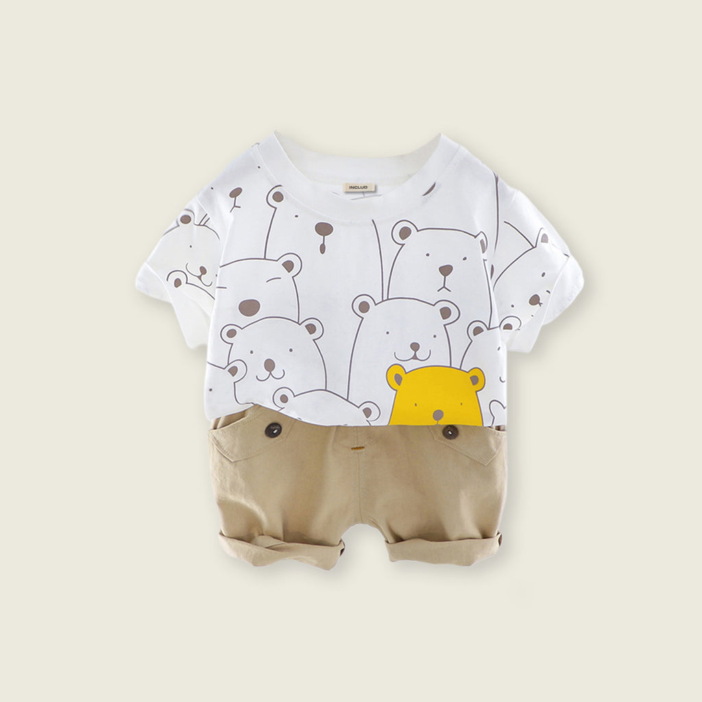Boys Short Sleeve Top With Elasticated Pants Sets   