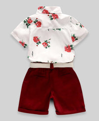 Boys Floral 2 Piece Set with Bow & Belt Sets   