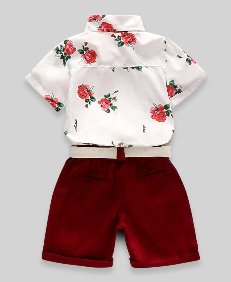 Boys Floral 2 Piece Set with Bow & Belt Sets   