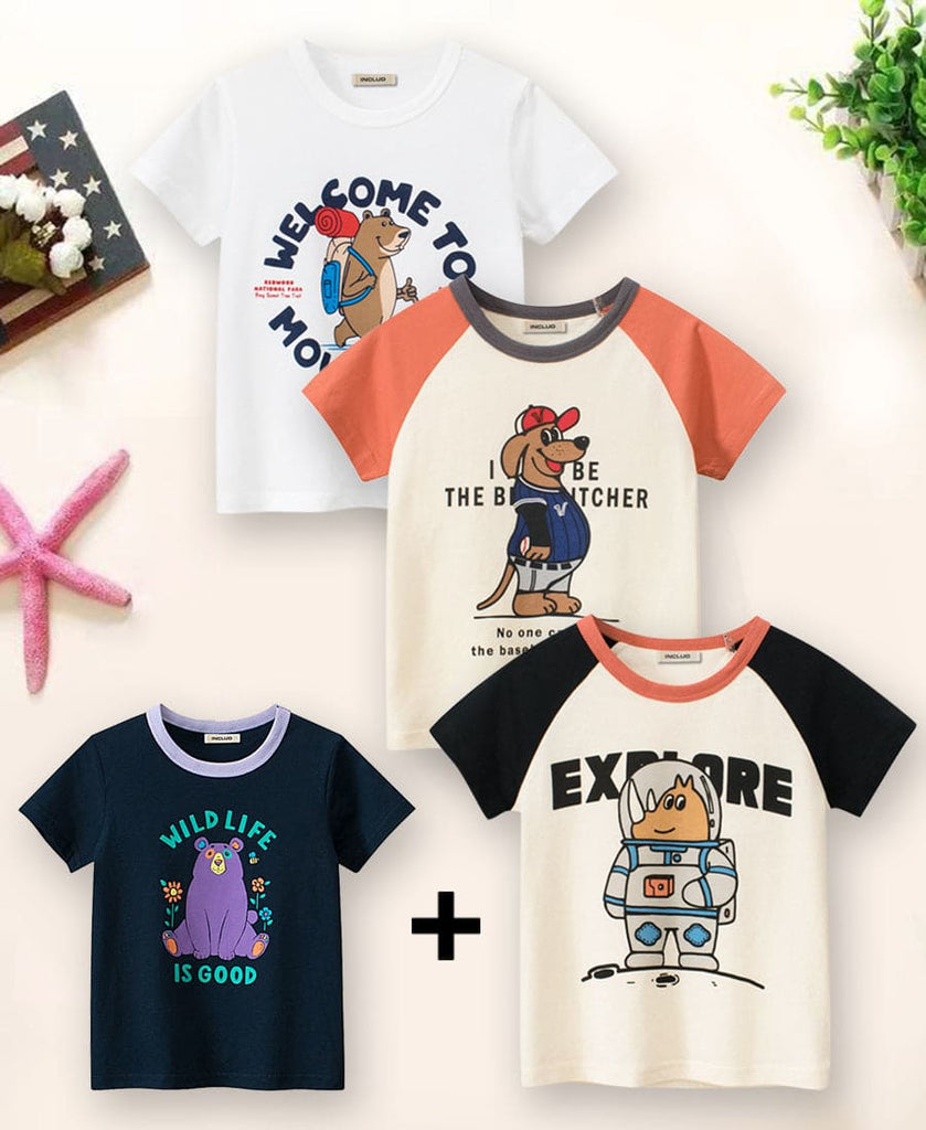 Boys Bear Print Theme T-Shirts (Buy 3 Get 1 Free)