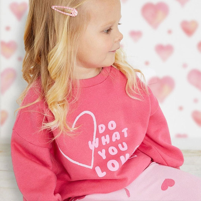 Girls Sweat Shirt with Heart Print Sweatshirts & Hoodies   