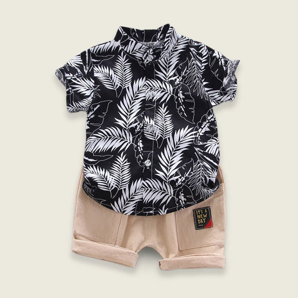 Boys Printed Shirt with Solid Shorts