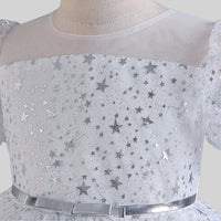 Girls Star Foil Print Fit & Flare Dress Party Dresses   