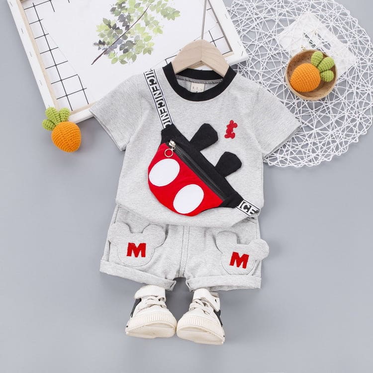 Boys Short Sleeves T-shirt With Shorts Set Sets Gray 1-2 Y 