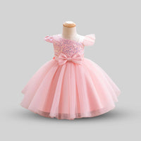 Girls Cape Sleeve Sequined Party Wear Dress Party Dresses Pink 1-2 Y 