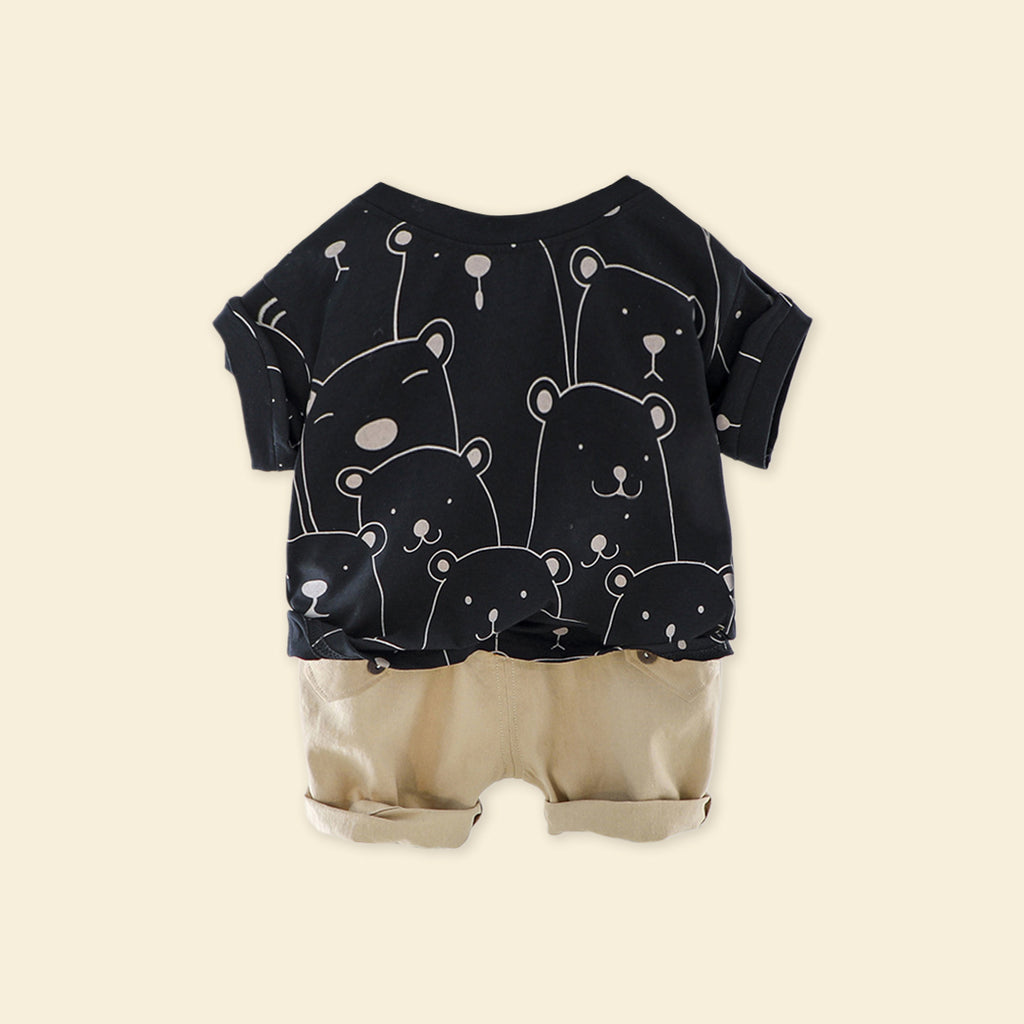 Boys Short Sleeve Top With Elasticated Pants Sets   