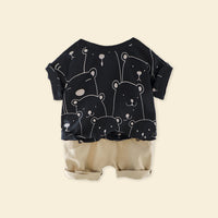 Boys Short Sleeve Top With Elasticated Pants Sets   