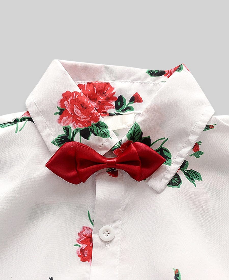 Boys Floral 2 Piece Set with Bow & Belt Sets   