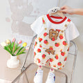 Girls Short Sleeve T-Shirt With Strawberry Printed Dungaree Sets Off White 1-2 Y 