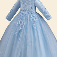 Girls Long Sleeve Embellished Fit & Flare Party Wear Dress Party Dresses   