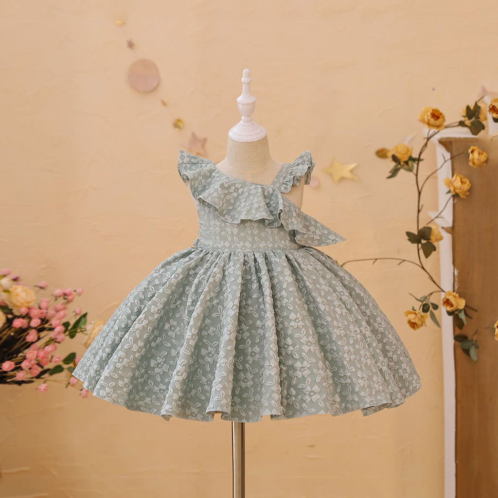 Girls Floral Textured Party Dress