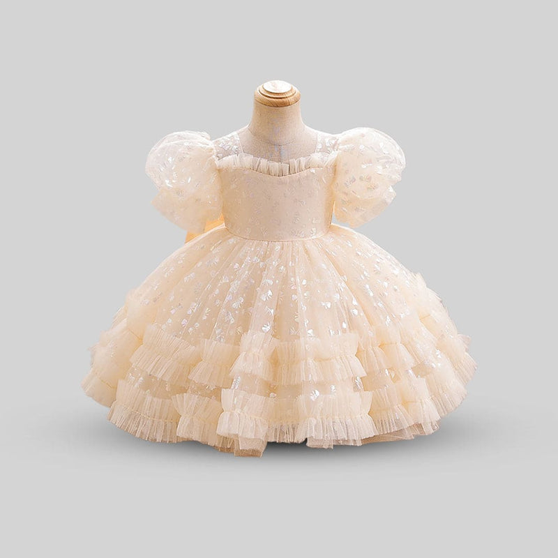 Girls Puff Sleeve Balloon Shape Printed Dress Party Dresses