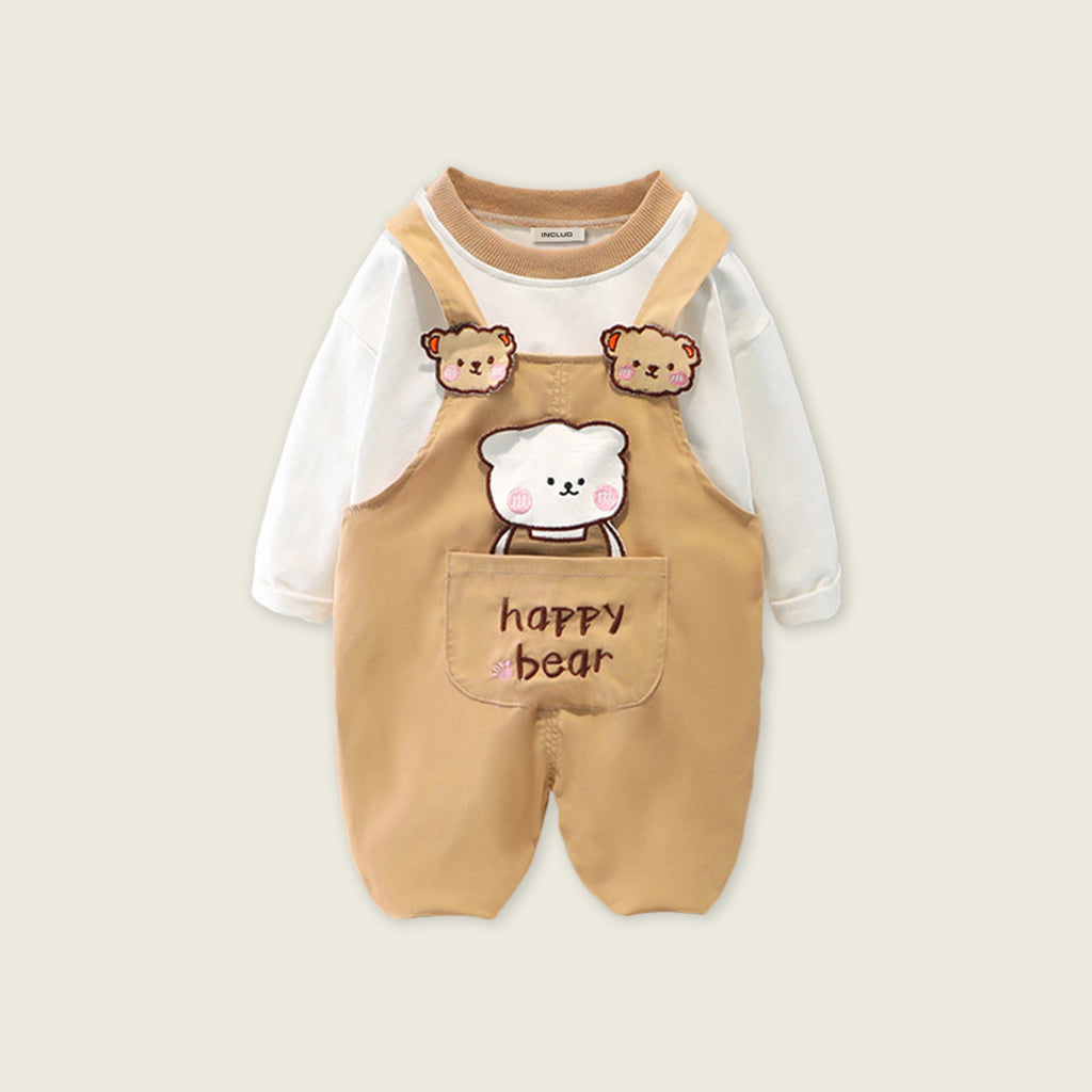 Boys Long Sleeve T-Shirt With Lion Embroidered Long Dungaree