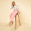 Girls Floral Top with Pant Set Sets Pink 7-8 Y 