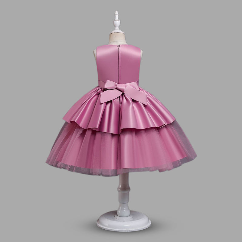 Girls Duchess Satin Butterfly Applique Party Dress Party Dresses   