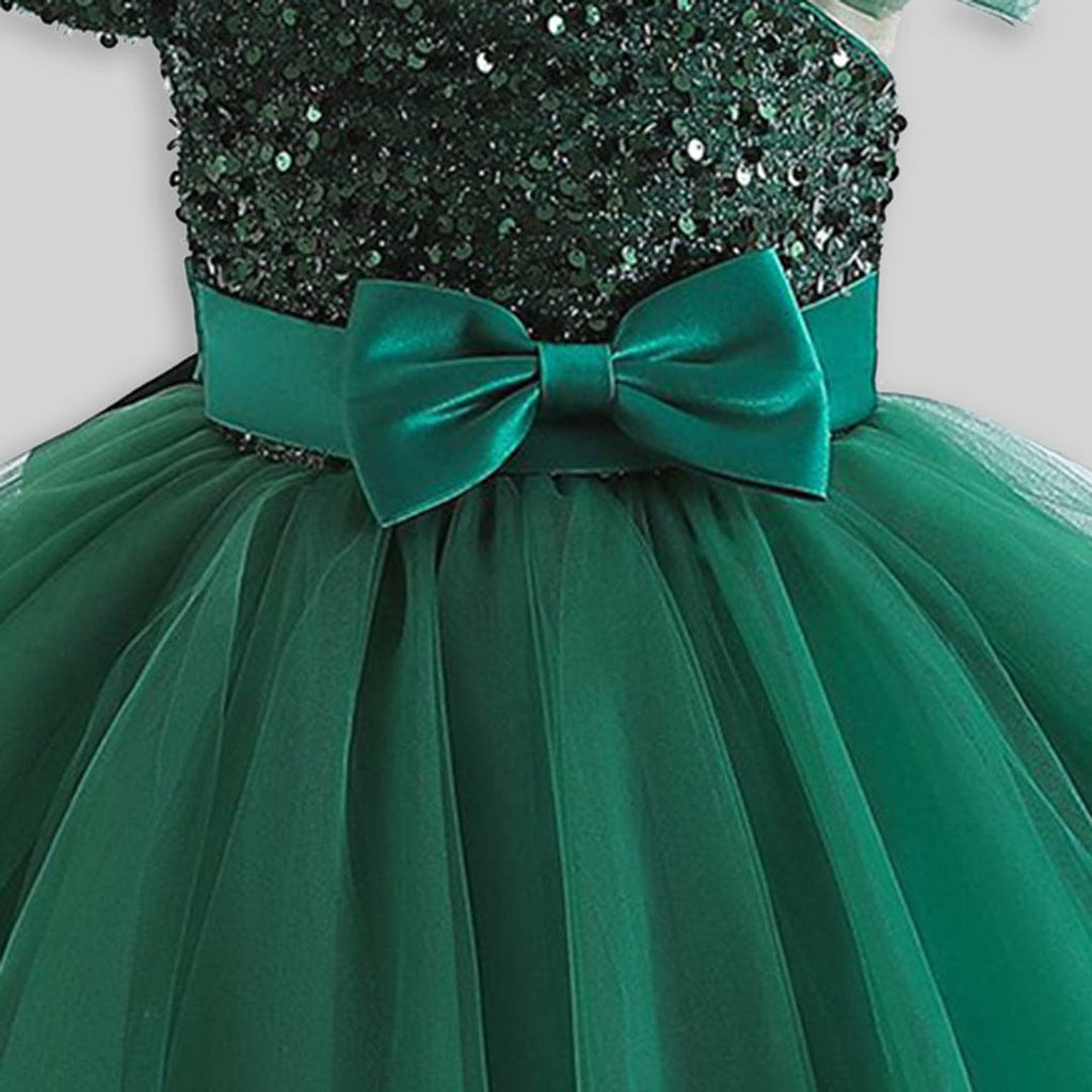 Girls Cape Sleeve Sequined Party Wear Dress Party Dresses   
