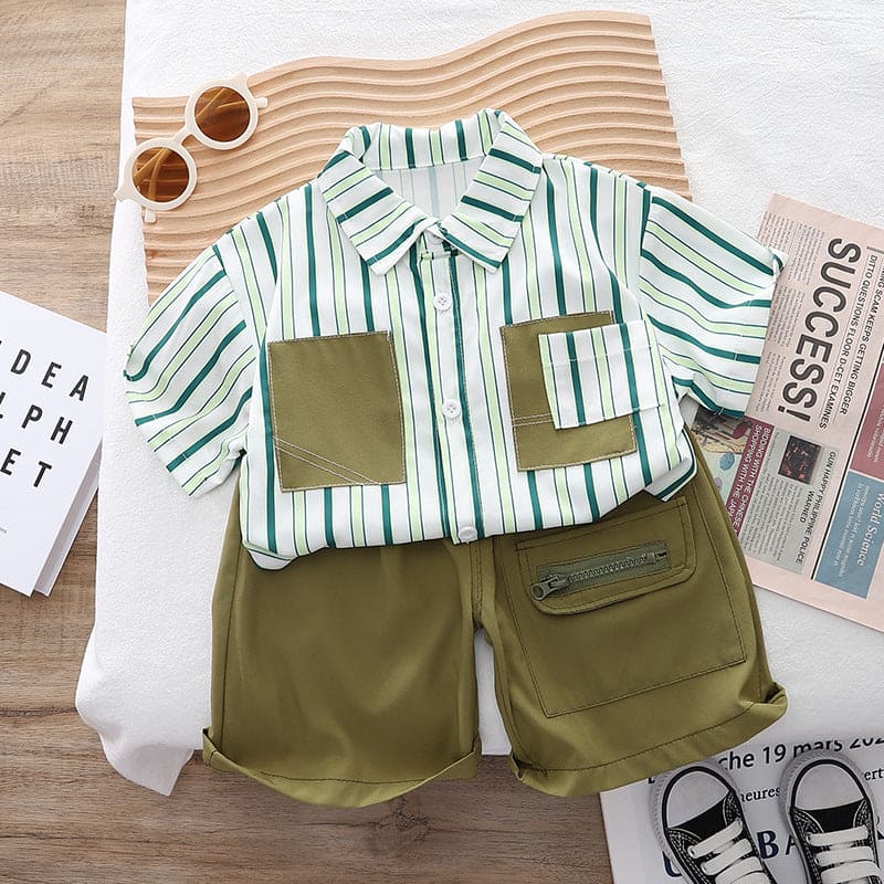 Boys Striped Shirt With Shorts