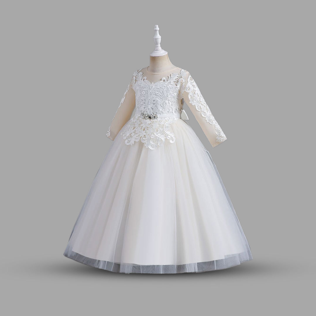Girls Lacework Full Sleeves Tulle Party Gown Party Dresses   