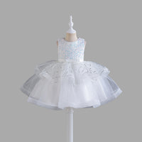 Girls Sequins Embellished Fit & Flare Party Dress Party Dresses White 4-5 Y 