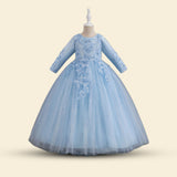 Girls Long Sleeve Embellished Fit & Flare Party Wear Dress
