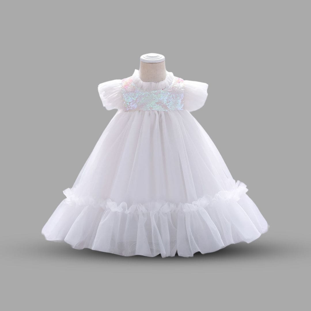 Girls Sequins Empire Line Party Dress Party Dresses White 1-2 Y 