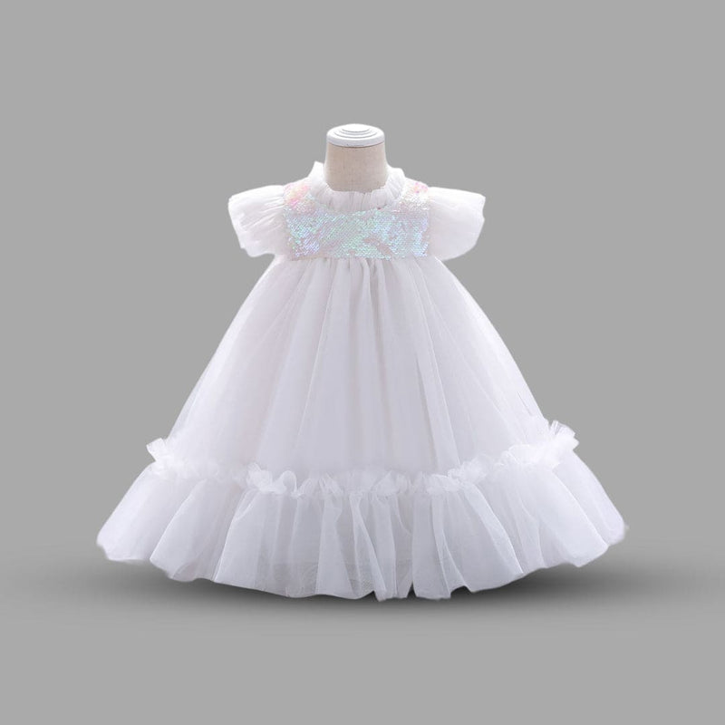 Girls Sequins Empire Line Party Dress Party Dresses White 1-2 Y 