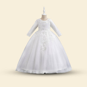 Girls Long Sleeve Embellished Fit & Flare Party Wear Dress Party Dresses