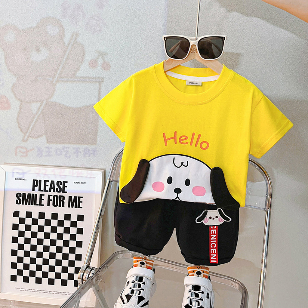 Boys Short Sleeve Graphic T-Shirt With Elasticated Shorts