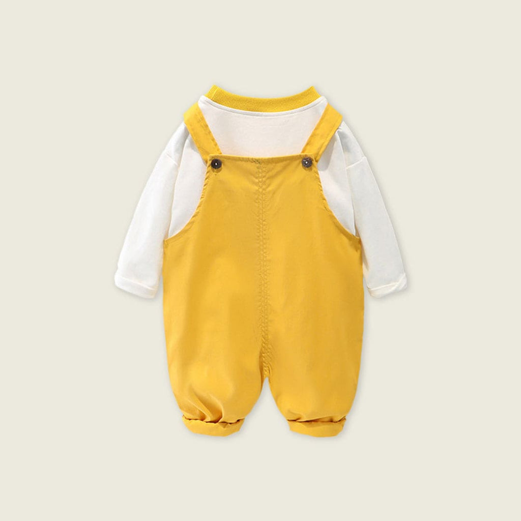 Boys Long Sleeve T-Shirt With Lion Embroidered Long Dungaree Sets   
