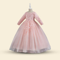 Girls Long Sleeve Embellished Fit & Flare Party Wear Dress Party Dresses   