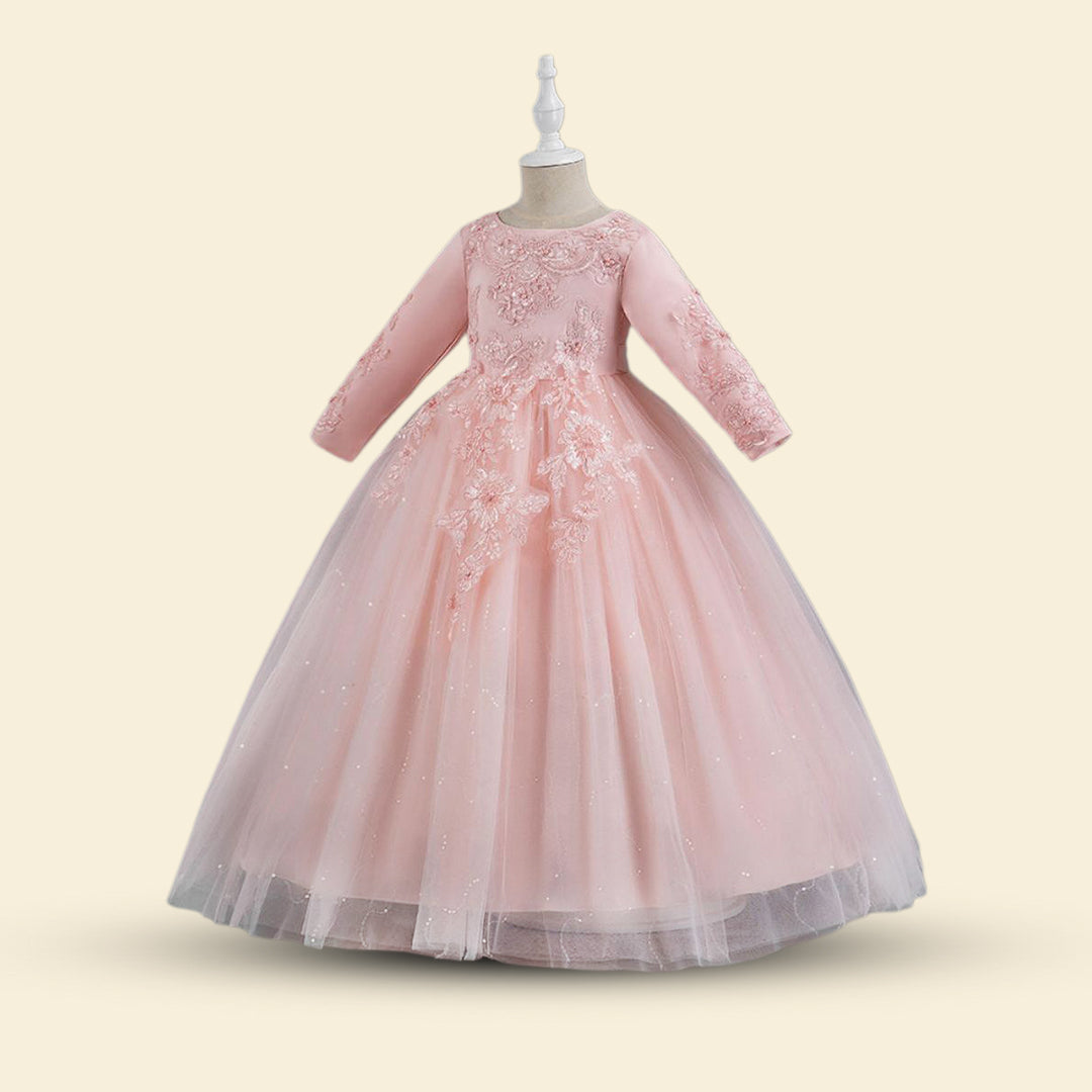 Girls Long Sleeve Embellished Fit & Flare Party Wear Dress Party Dresses   