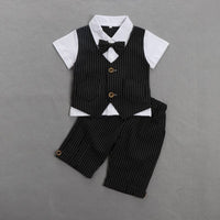 Boys Shirt with Striped Shorts & Waistcoat Set 3 pc. Sets Black 1-2 Y 