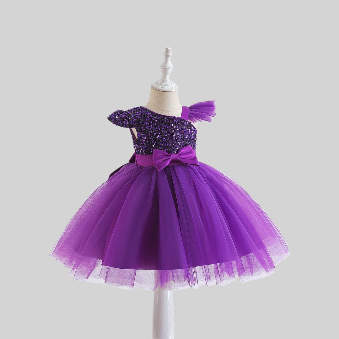 Girls Cape Sleeve Sequined Party Wear Dress Party Dresses   