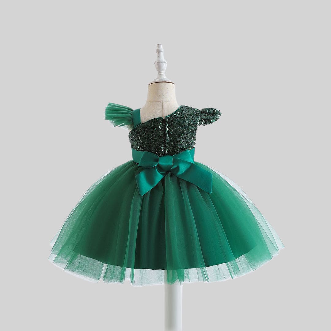 Girls Cape Sleeve Sequined Party Wear Dress Party Dresses   