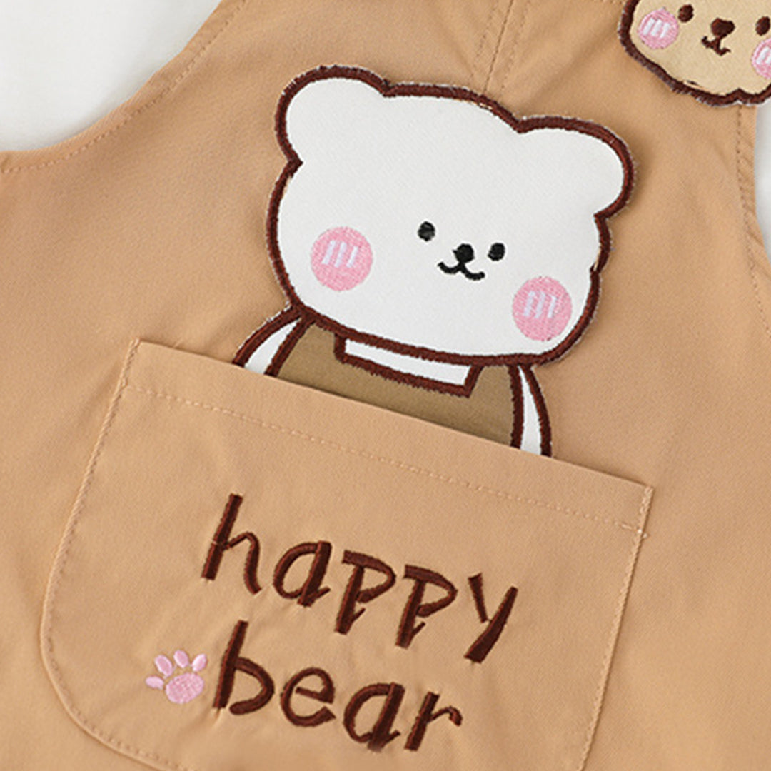 Boys Long Sleeve T-Shirt With Lion Embroidered Long Dungaree Sets   
