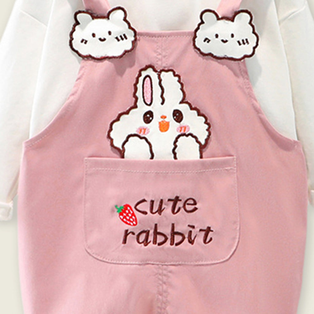 Boys Long Sleeve T-Shirt With Lion Embroidered Long Dungaree Sets   