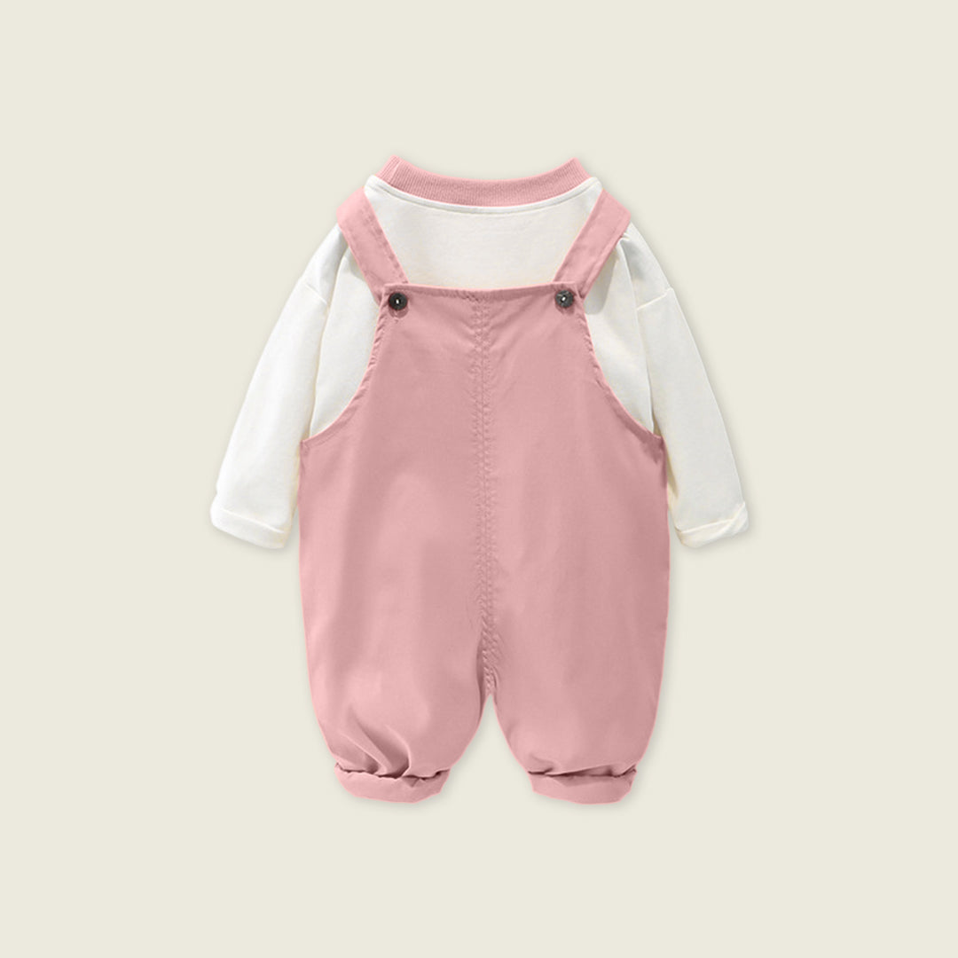 Boys Long Sleeve T-Shirt With Lion Embroidered Long Dungaree Sets   