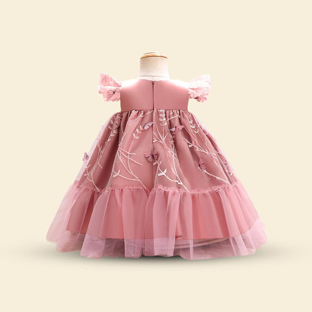 Girls Cape Sleeve Embroidered Fit & Flare Party Dress Party Dresses   