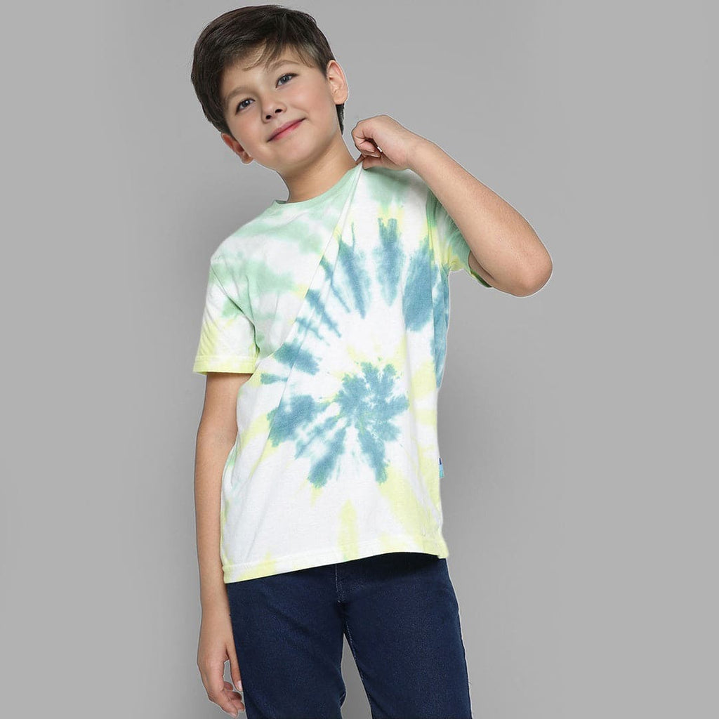 Boys Tie & Dye Short Sleeves T-shirt Tshirts Green 7-8 Y 