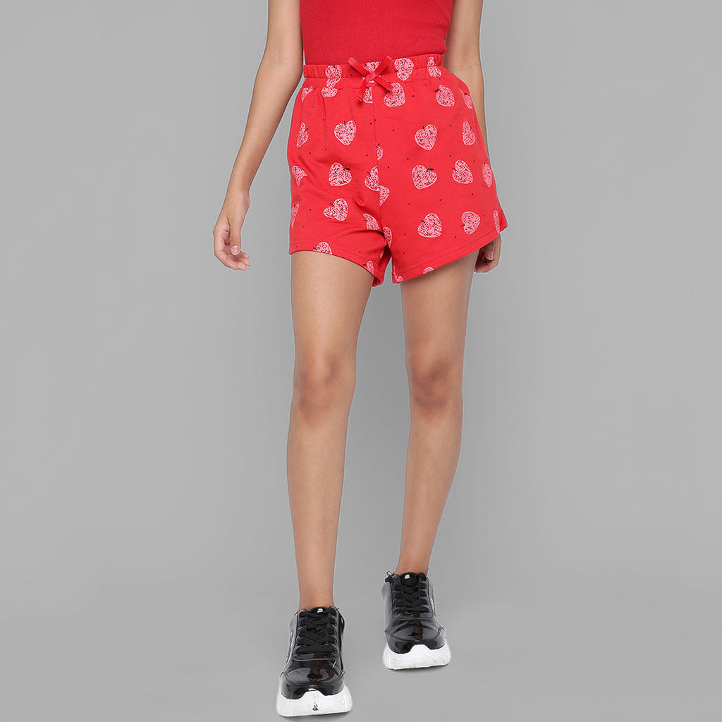 Girls Strawberry Print Looper Shorts Shorts Red 7-8 Y 