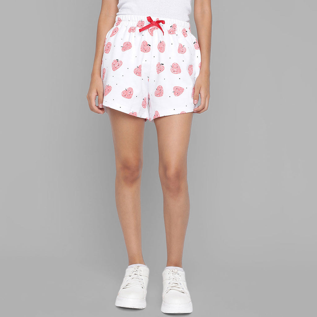 Girls Strawberry Print Looper Shorts Shorts White 7-8 Y 