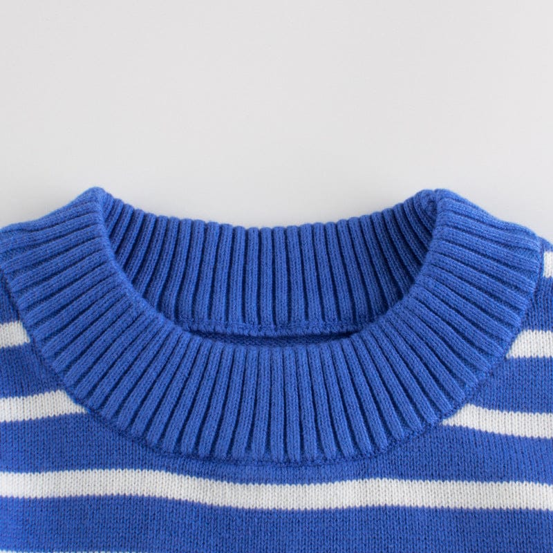 Boys Blue Long Sleeves Striped Sweatshirt Sweatshirts & Hoodies   
